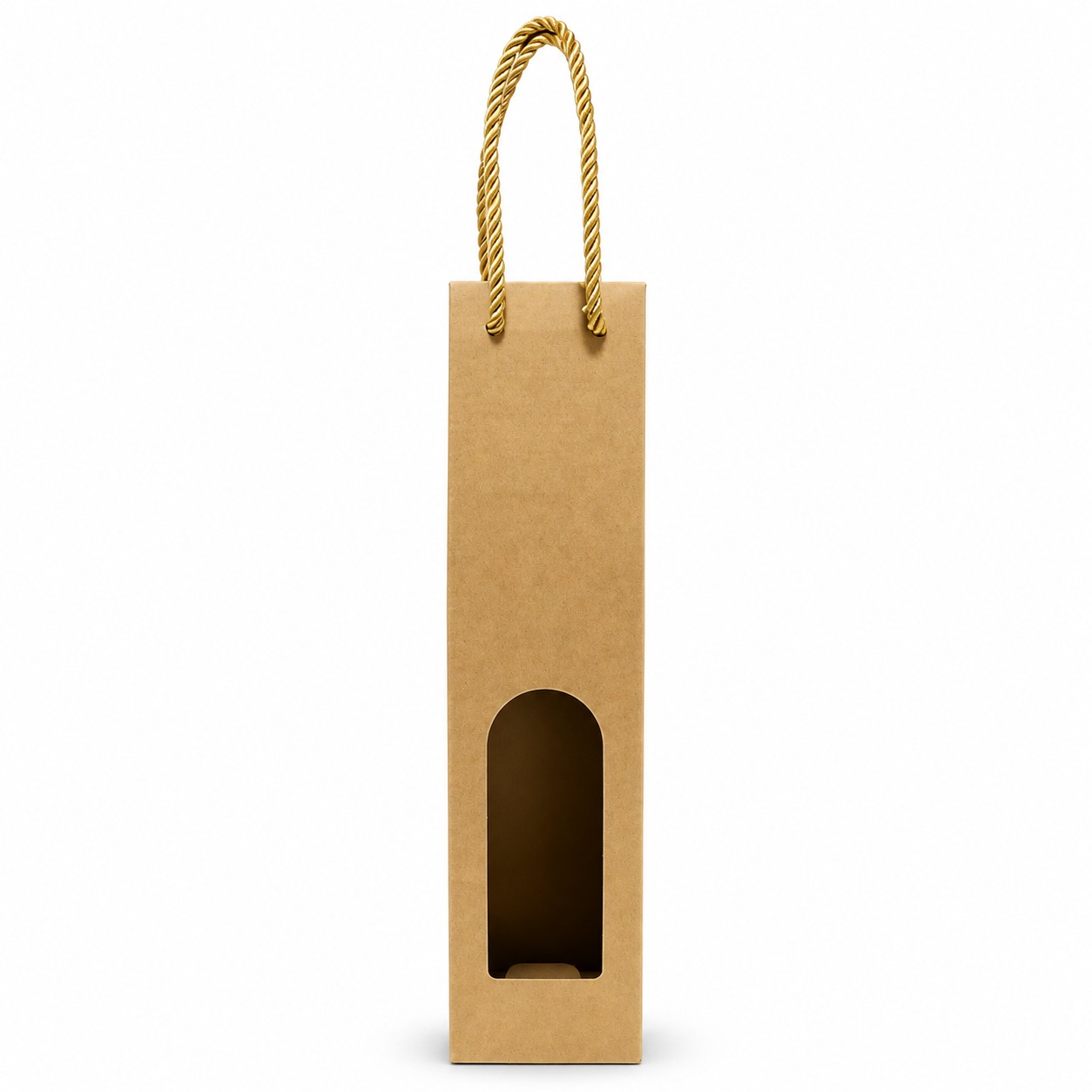 Premium Cardboard Single Bottle Wine Box With Rope Handle