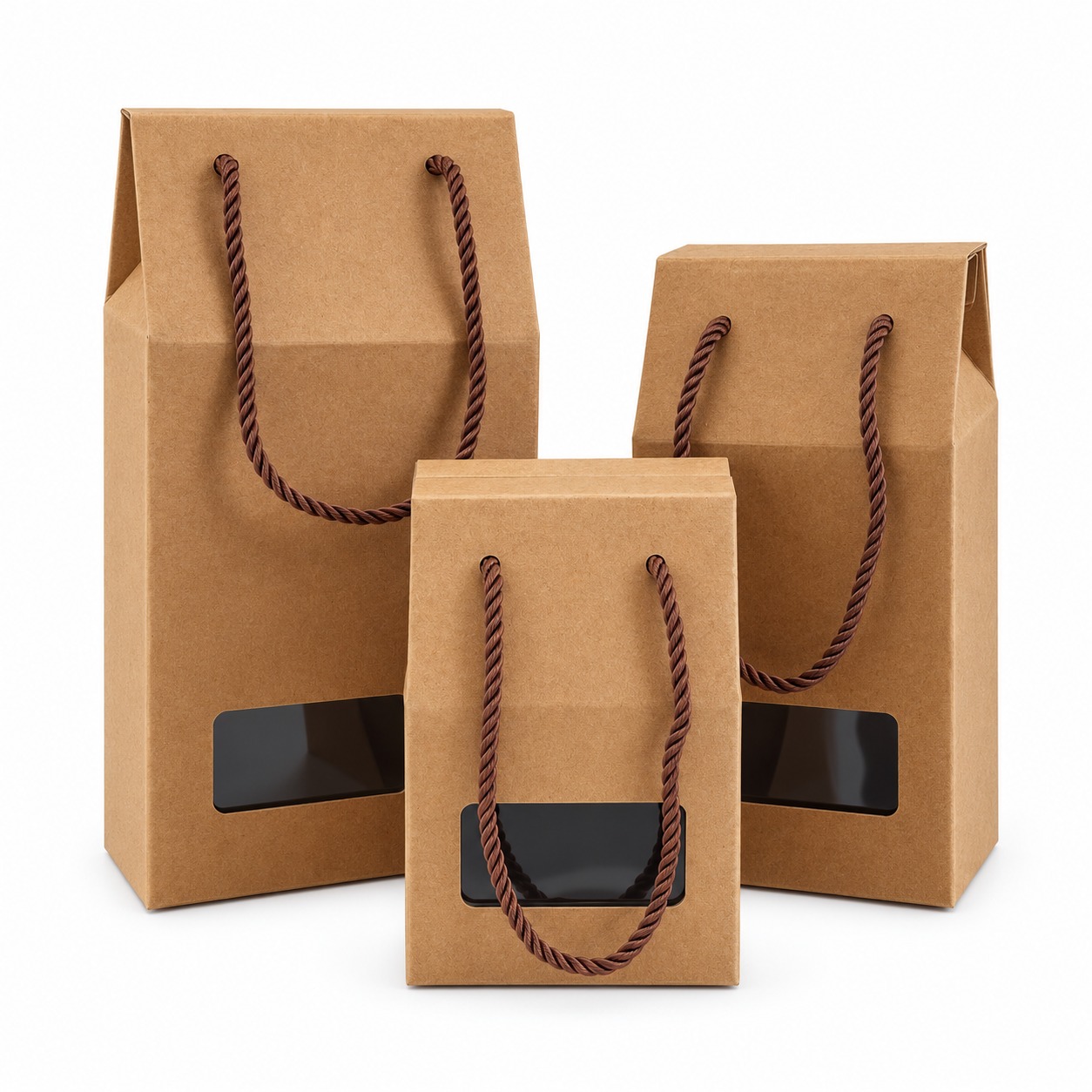 Custom Eco Friendly Kraft Paper Window Box With Handle