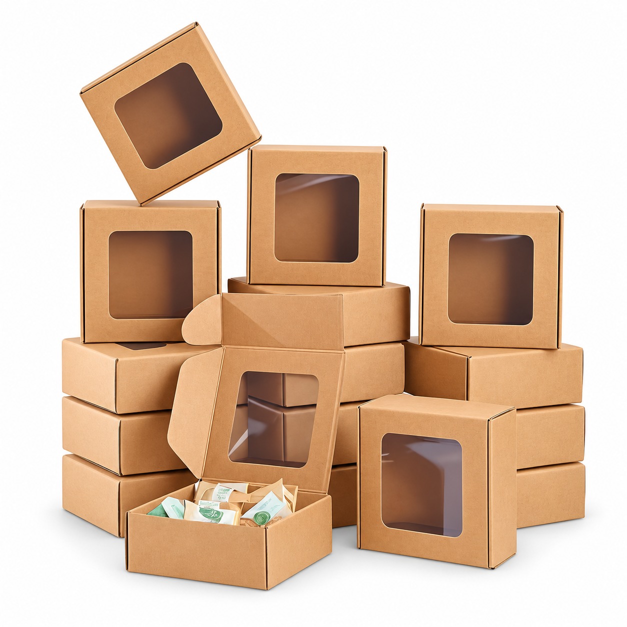Customizable Square Foldable Cardboard Box With Clear Window