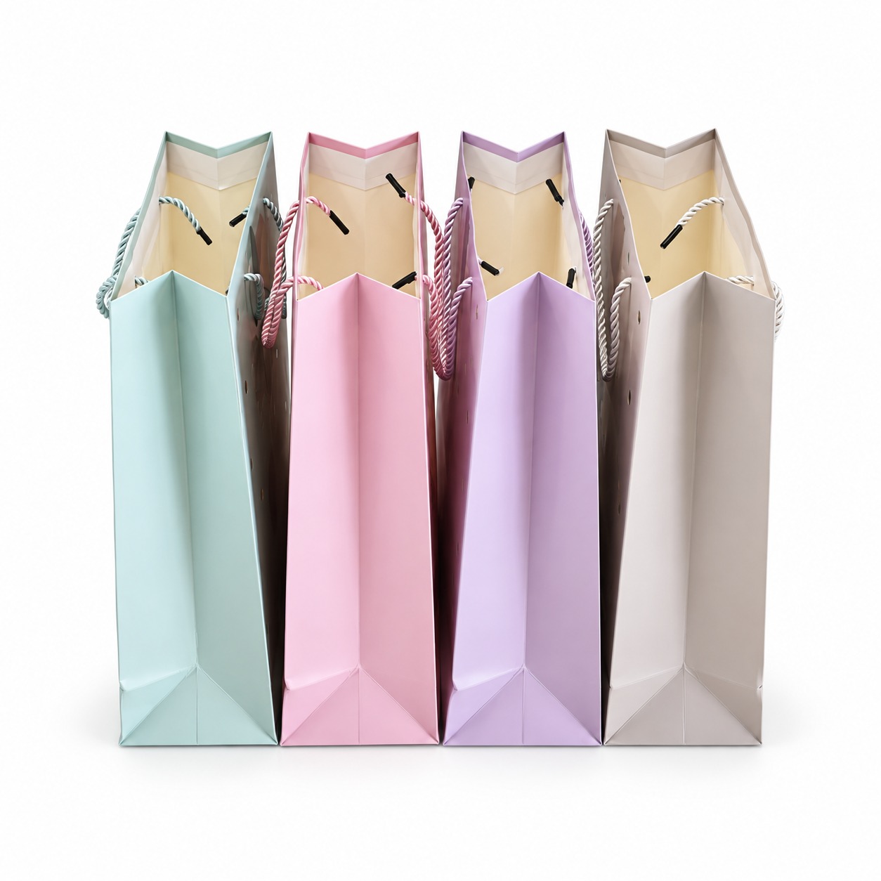 Compact Size Rigid Card Paper Small Paper Bags With Handles