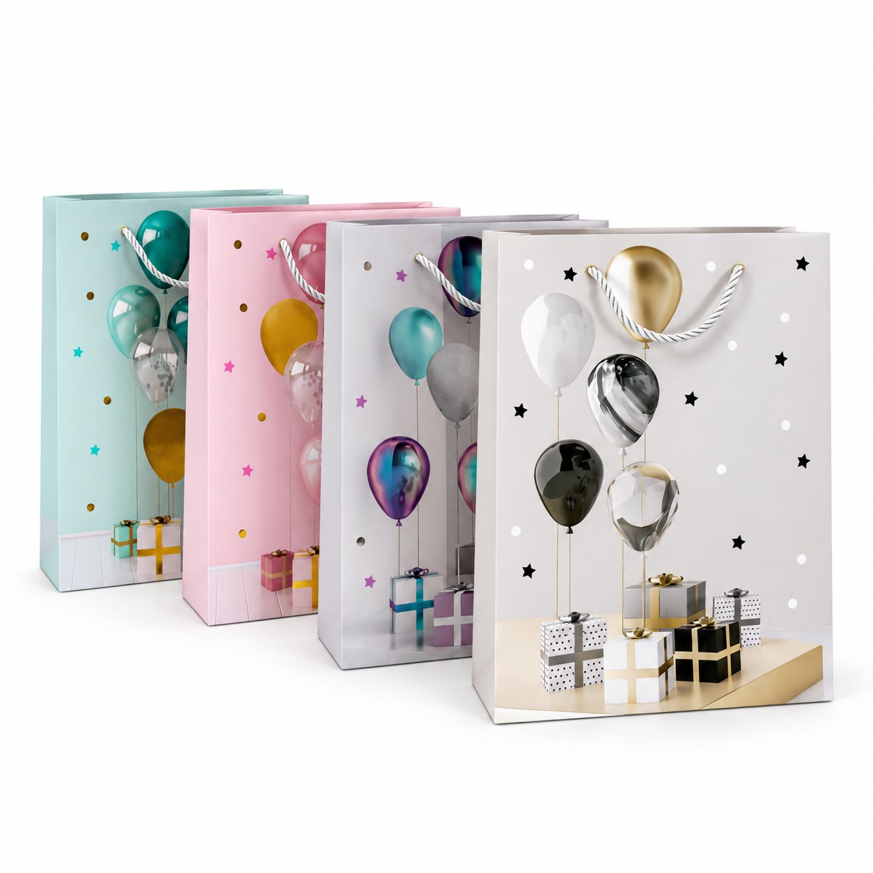 Compact Size Rigid Card Paper Small Paper Bags With Handles