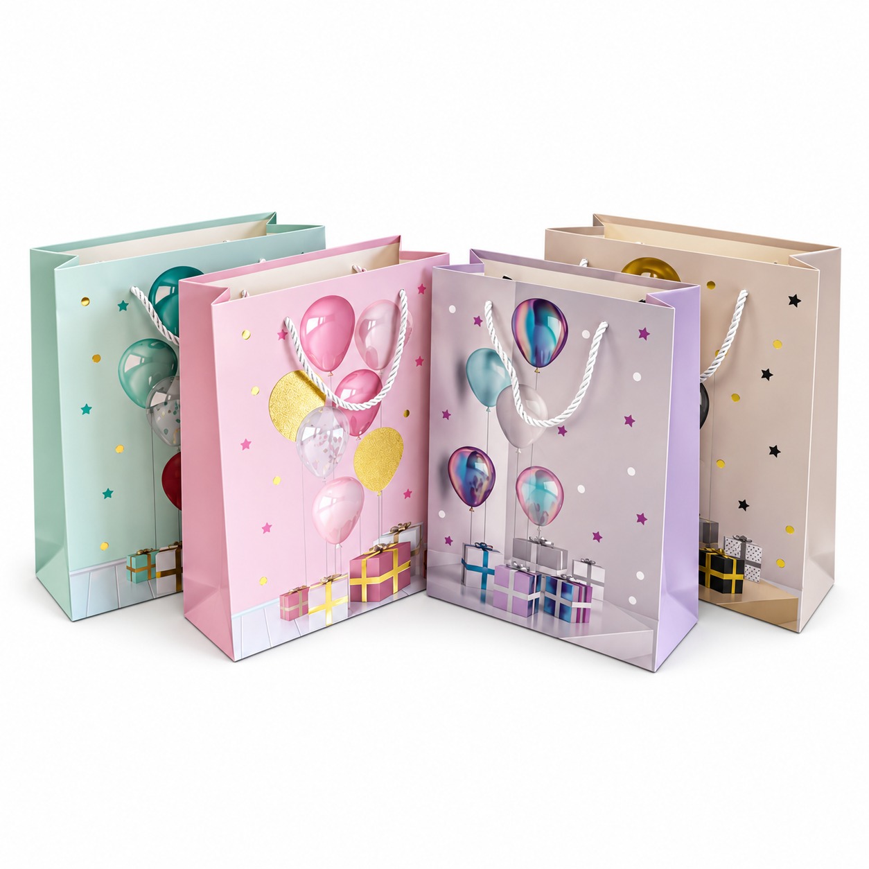 Compact Size Rigid Card Paper Small Paper Bags With Handles