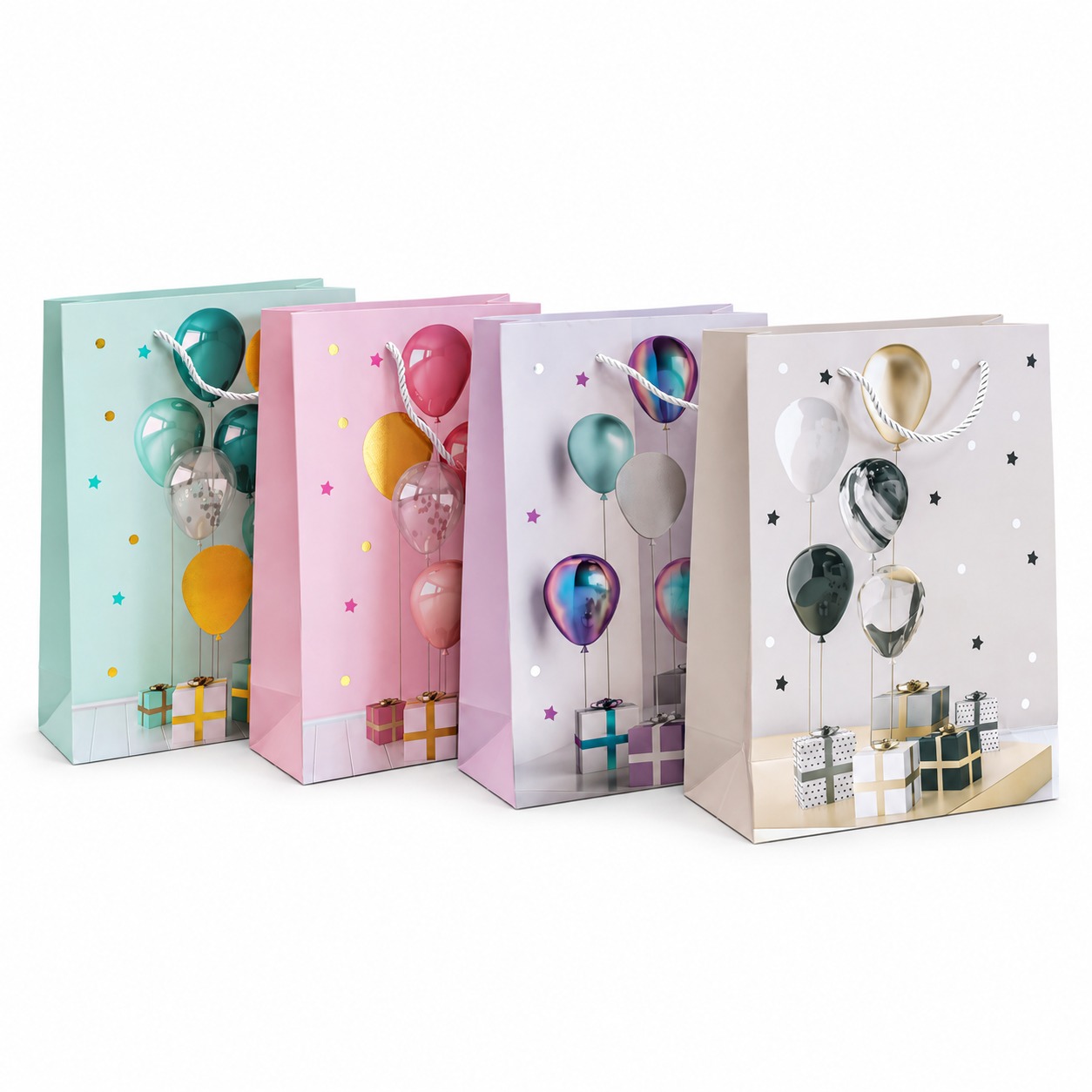 Compact Size Rigid Card Paper Small Paper Bags With Handles