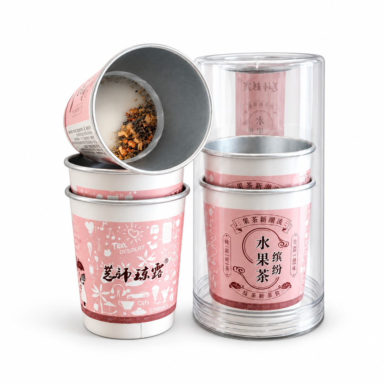 Paper Cups for Tea With Built-in Fruit Tea Compartment