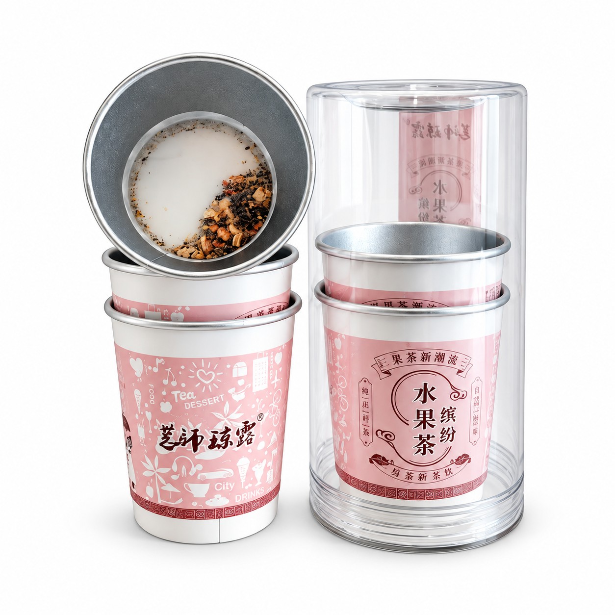 Paper Cups for Tea With Built-in Fruit Tea Compartment